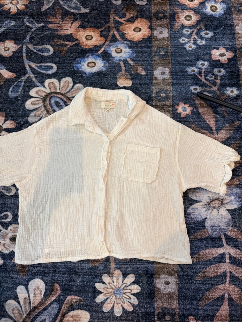 Women's Cream Gauze Button-Front Shirt - Relaxed Fit